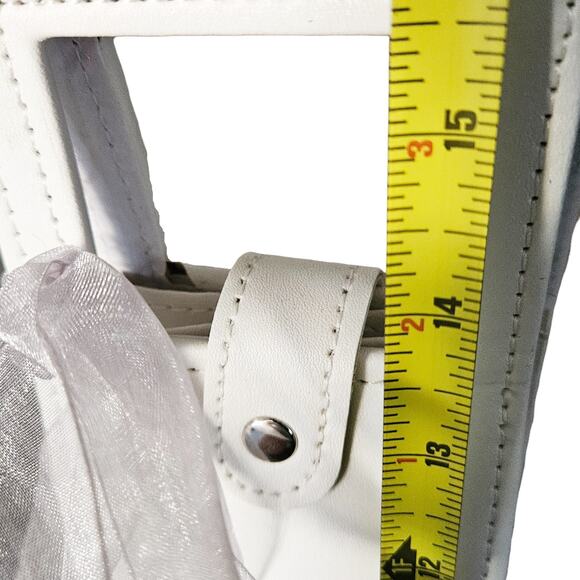 Sunwest Bank Promo Bottle Carrier - White Tote Bag - Faux Leather + Snap Closure - Picture 8 of 12